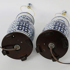 Pair of Canton “Double Happiness” Lamps