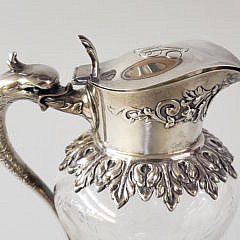 Sterling Silver and Etched Crystal Ewer