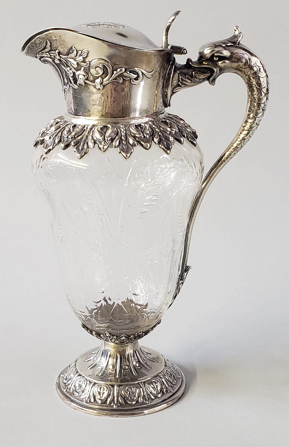 Sterling Silver and Etched Crystal Ewer - Sterling Silver and Etched Crystal Ewer - Rafael Osona