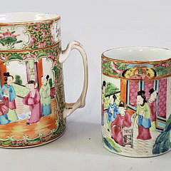 Two 19th Century Chinese Rose Medallion Mugs