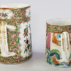 Two 19th Century Chinese Rose Medallion Mugs