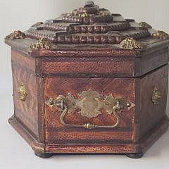 Mid 19th Century Carved and Inlaid Jewelry Box