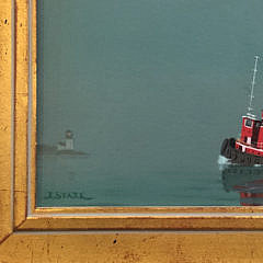 Robert Stark Jr. Oil on Canvas “Tugboat Rounding Brant Point, Nantucket”