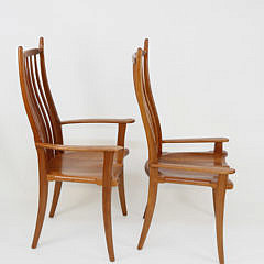 Set of 10 Stephen Swift Cherry and Ash High Back Armchairs