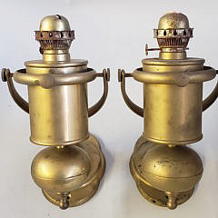 Pair of 19th Century Brass Gimbaled Kerosene Lamps