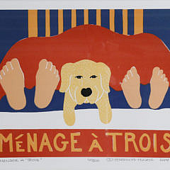 Stephen Huneck Silk Screen, “Ménage À Trois”