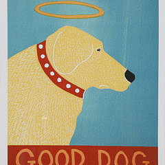 Pair of Stephen Huneck Silk Screens, “Good Dog” & “Bad Dog”