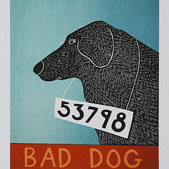 Pair of Stephen Huneck Silk Screens, “Good Dog” & “Bad Dog”