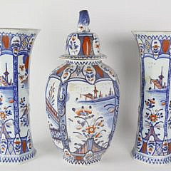 Delft Imari Pattern Ceramic Garniture Set, late 19th Century