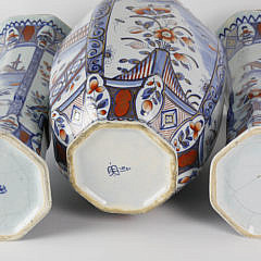 Delft Imari Pattern Ceramic Garniture Set, late 19th Century