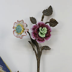 Pair of Castilian Porcelain and Gilt Metal Bird Sconces