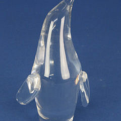 Signed Steuben Clear Crystal Figural Penguin