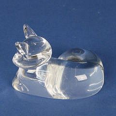 Signed Steuben Clear Crystal Figural Lounging Cat