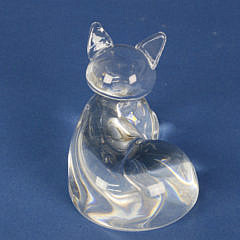 Signed Steuben Clear Crystal Figural Lounging Cat