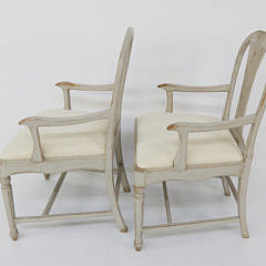 Pair of Swedish Gustavian Style Lime Washed Open Armchairs, circa 1890