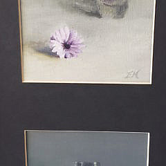 Pair of Evelyn Ann McFarlane Contemporary Oil on Board Bud Vase Still Life Paintings
