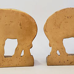 Pair of Vintage Solid Brass Figural Elephant Bookends