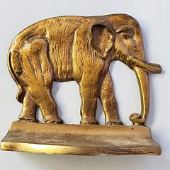 Pair of Vintage Solid Brass Figural Elephant Bookends