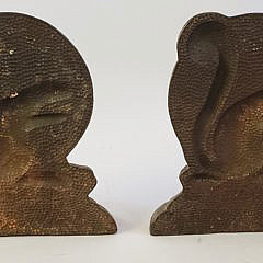 Pair of Vintage Cast Bronze Figural Squirrel Bookends