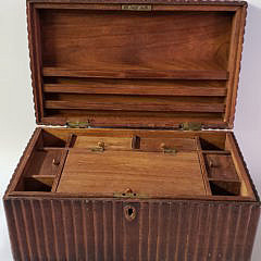 19th Century German Carved Folk Art Wood Traveling Secretary Box