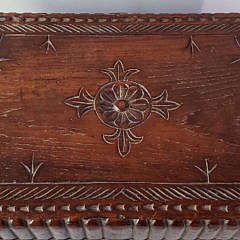 19th Century German Carved Folk Art Wood Traveling Secretary Box