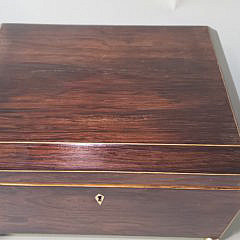 19th Century Rosewood Canted Line Inlaid Jewelry Box