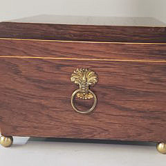 19th Century Rosewood Canted Line Inlaid Jewelry Box