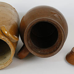 Antique Swedish Red and Orange Glaze Crock and Jug, 19th  Century