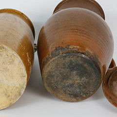 Antique Swedish Red and Orange Glaze Crock and Jug, 19th  Century