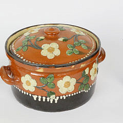 German Decorated Ceramic Covered Teapot, Creamer and Tureen, circa 1900