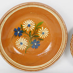 Two Antique Swedish Floral Painted Ceramic Shallow Basins, circa 1890