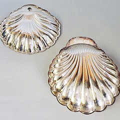 Two Silver Plated Scallop Shell Formed Dishes