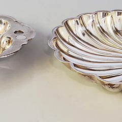 Two Silver Plated Scallop Shell Formed Dishes