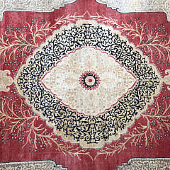 Hand Knotted Wool Indian Persian Kashan Carpet