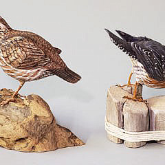 Two Robert Wells Hand Carved and Painted Shorebird Decoys