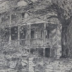 Childe Hassam Etching “The Old House, Cos Cob”