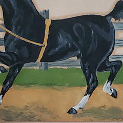 Antique Equestrian Oil Painting of Stallion