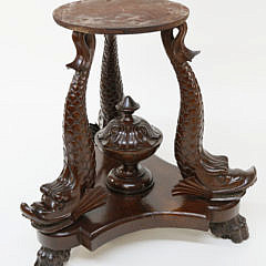 American Classical Mahogany Dolphin Base Center Table, circa 1870