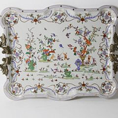 Contemporary Chinese Style Porcelain Tray on Stand