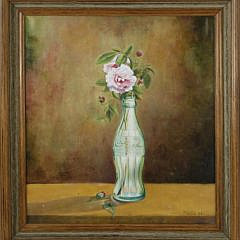 Oil on Canvas “Floribunda Roses in a Vintage Coca-Cola Bottle”