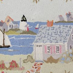 Claire Murray Wool Hooked Rug “Cottages and Lighthouses”