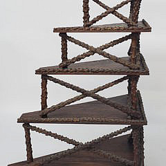 Vintage Six Tier Folk Art Branch Work Corner Stand