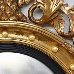 Antique Carved and Gilt Convex Mirror