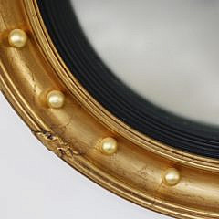 Antique Carved and Gilt Convex Mirror