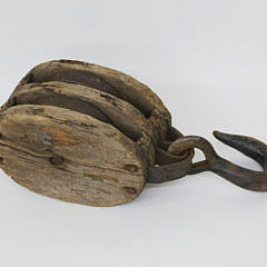 Large Iron and Wood Double Sheave Ship’s Block, 19th Century