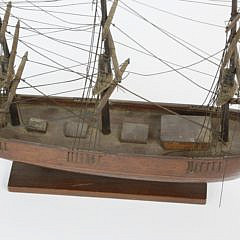 Miniature Hand Made 3-Mast Ship Model, 19th Century