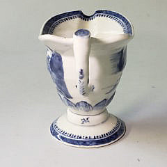 19th Century Chinese Canton Blue and White Helmet Creamer