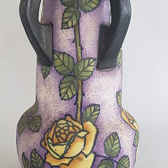 Vintage Painted Art Pottery Amphora Vase