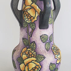 Vintage Painted Art Pottery Amphora Vase