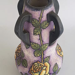 Vintage Painted Art Pottery Amphora Vase